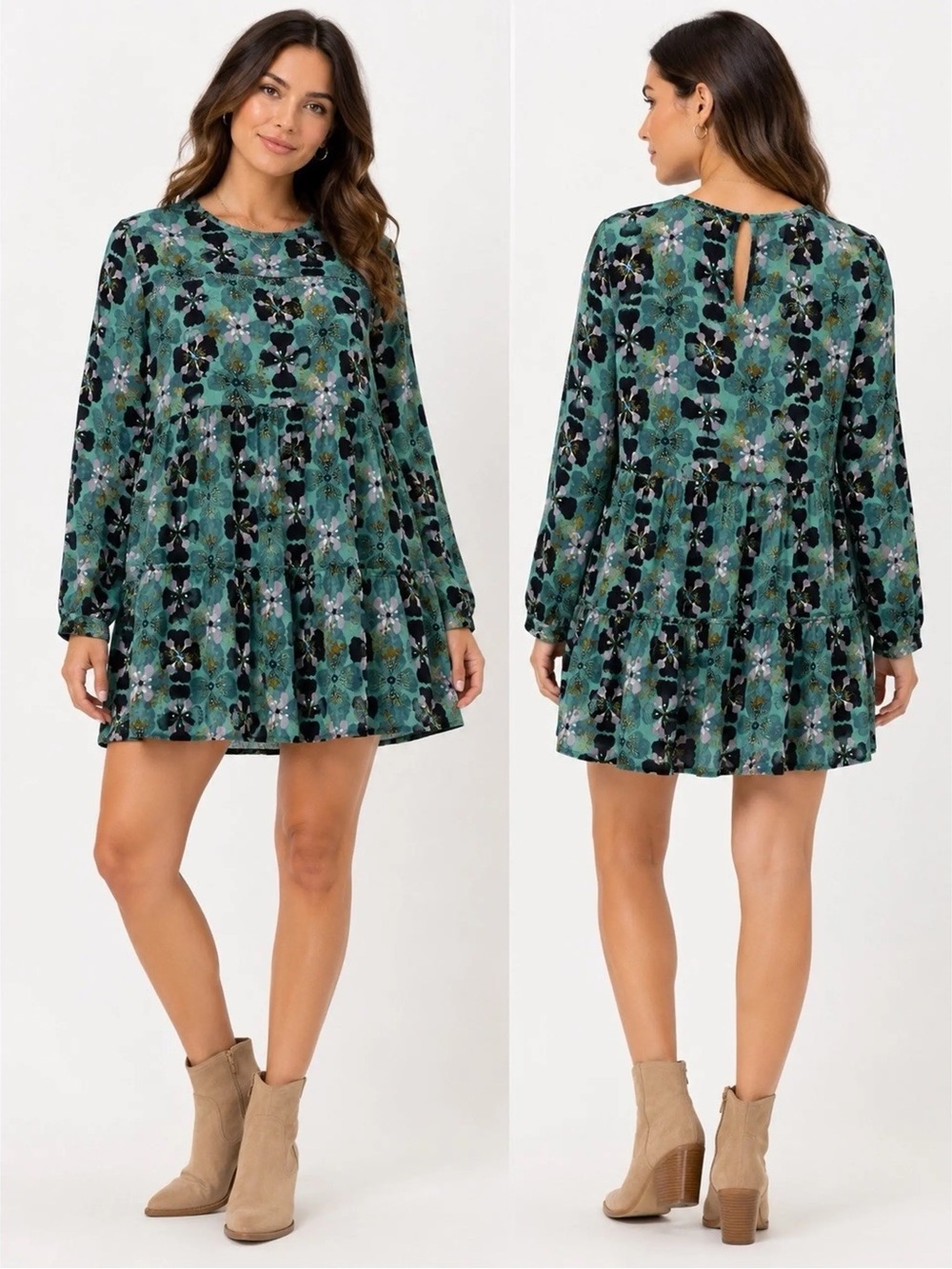 Knox Rose Teal Flowy Floral Dress